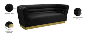 Bellini Velvet / Engineered Wood / Stainless Steel / Foam Contemporary Black Velvet Sofa - 89" W x 35" D x 32" H