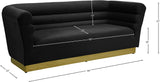 Bellini Velvet / Engineered Wood / Stainless Steel / Foam Contemporary Black Velvet Sofa - 89" W x 35" D x 32" H