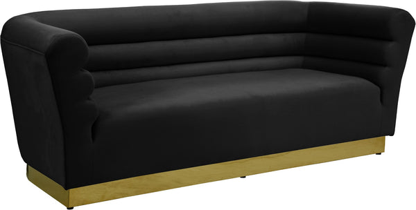 Bellini Velvet / Engineered Wood / Stainless Steel / Foam Contemporary Black Velvet Sofa - 89" W x 35" D x 32" H