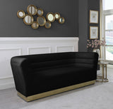 Bellini Velvet / Engineered Wood / Stainless Steel / Foam Contemporary Black Velvet Sofa - 89" W x 35" D x 32" H