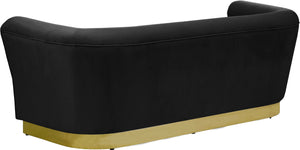 Bellini Velvet / Engineered Wood / Stainless Steel / Foam Contemporary Black Velvet Sofa - 89" W x 35" D x 32" H
