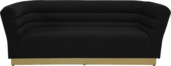 Bellini Velvet / Engineered Wood / Stainless Steel / Foam Contemporary Black Velvet Sofa - 89" W x 35" D x 32" H