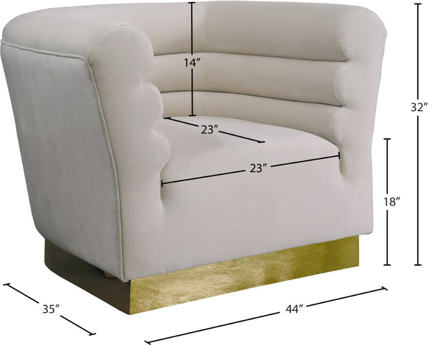 Bellini Velvet / Engineered Wood / Stainless Steel / Foam Contemporary Cream Velvet Chair - 44" W x 35" D x 32" H