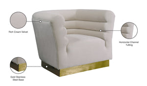 Bellini Velvet / Engineered Wood / Stainless Steel / Foam Contemporary Cream Velvet Chair - 44" W x 35" D x 32" H