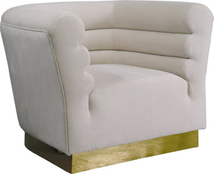 Bellini Velvet / Engineered Wood / Stainless Steel / Foam Contemporary Cream Velvet Chair - 44" W x 35" D x 32" H