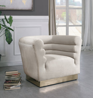 Bellini Velvet / Engineered Wood / Stainless Steel / Foam Contemporary Cream Velvet Chair - 44" W x 35" D x 32" H