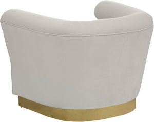 Bellini Velvet / Engineered Wood / Stainless Steel / Foam Contemporary Cream Velvet Chair - 44" W x 35" D x 32" H