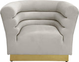 Bellini Velvet / Engineered Wood / Stainless Steel / Foam Contemporary Cream Velvet Chair - 44" W x 35" D x 32" H