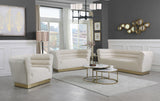 Bellini Velvet / Engineered Wood / Stainless Steel / Foam Contemporary Cream Velvet Chair - 44" W x 35" D x 32" H