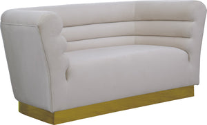 Bellini Velvet / Engineered Wood / Stainless Steel / Foam Contemporary Cream Velvet Loveseat - 67" W x 35" D x 32" H