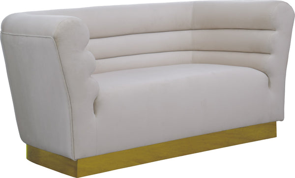 Bellini Velvet / Engineered Wood / Stainless Steel / Foam Contemporary Cream Velvet Loveseat - 67" W x 35" D x 32" H