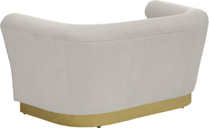 Bellini Velvet / Engineered Wood / Stainless Steel / Foam Contemporary Cream Velvet Loveseat - 67" W x 35" D x 32" H