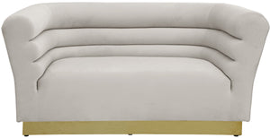 Bellini Velvet / Engineered Wood / Stainless Steel / Foam Contemporary Cream Velvet Loveseat - 67" W x 35" D x 32" H
