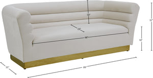 Bellini Velvet / Engineered Wood / Stainless Steel / Foam Contemporary Cream Velvet Sofa - 89" W x 35" D x 32" H