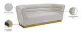 Bellini Velvet / Engineered Wood / Stainless Steel / Foam Contemporary Cream Velvet Sofa - 89" W x 35" D x 32" H