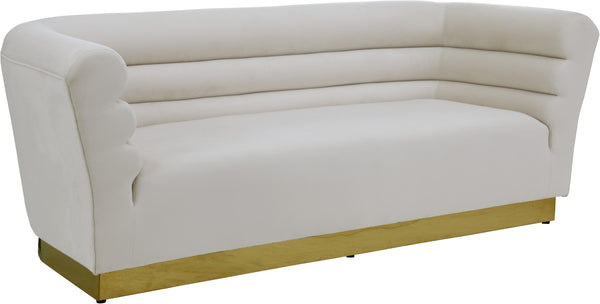 Bellini Velvet / Engineered Wood / Stainless Steel / Foam Contemporary Cream Velvet Sofa - 89" W x 35" D x 32" H