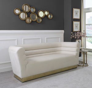 Bellini Velvet / Engineered Wood / Stainless Steel / Foam Contemporary Cream Velvet Sofa - 89" W x 35" D x 32" H