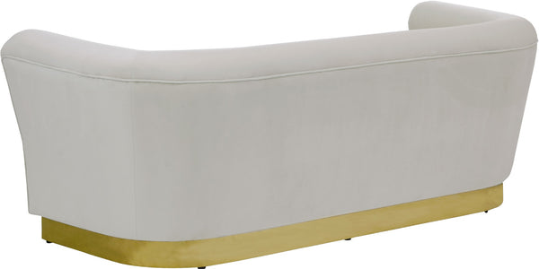 Bellini Velvet / Engineered Wood / Stainless Steel / Foam Contemporary Cream Velvet Sofa - 89" W x 35" D x 32" H
