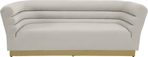 Bellini Velvet / Engineered Wood / Stainless Steel / Foam Contemporary Cream Velvet Sofa - 89" W x 35" D x 32" H