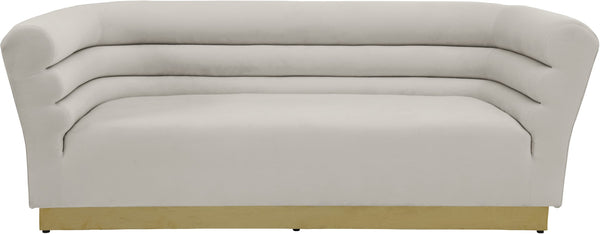 Bellini Velvet / Engineered Wood / Stainless Steel / Foam Contemporary Cream Velvet Sofa - 89" W x 35" D x 32" H