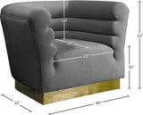 Bellini Velvet / Engineered Wood / Stainless Steel / Foam Contemporary Grey Velvet Chair - 44" W x 35" D x 32" H