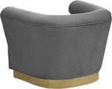 Bellini Velvet / Engineered Wood / Stainless Steel / Foam Contemporary Grey Velvet Chair - 44" W x 35" D x 32" H