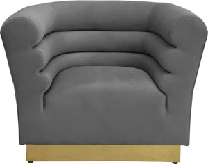 Bellini Velvet / Engineered Wood / Stainless Steel / Foam Contemporary Grey Velvet Chair - 44" W x 35" D x 32" H