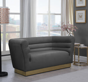 Bellini Velvet / Engineered Wood / Stainless Steel / Foam Contemporary Grey Velvet Loveseat - 67" W x 35" D x 32" H