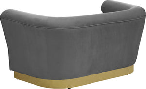 Bellini Velvet / Engineered Wood / Stainless Steel / Foam Contemporary Grey Velvet Loveseat - 67" W x 35" D x 32" H