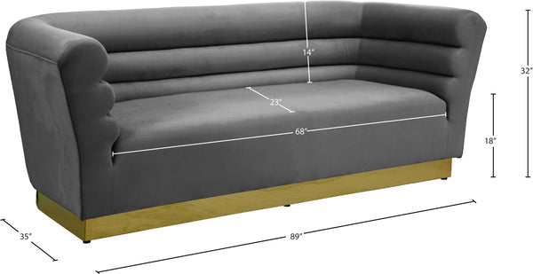 Bellini Velvet / Engineered Wood / Stainless Steel / Foam Contemporary Grey Velvet Sofa - 89" W x 35" D x 32" H