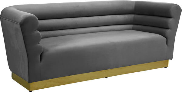 Bellini Velvet / Engineered Wood / Stainless Steel / Foam Contemporary Grey Velvet Sofa - 89" W x 35" D x 32" H