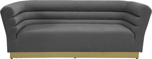 Bellini Velvet / Engineered Wood / Stainless Steel / Foam Contemporary Grey Velvet Sofa - 89" W x 35" D x 32" H