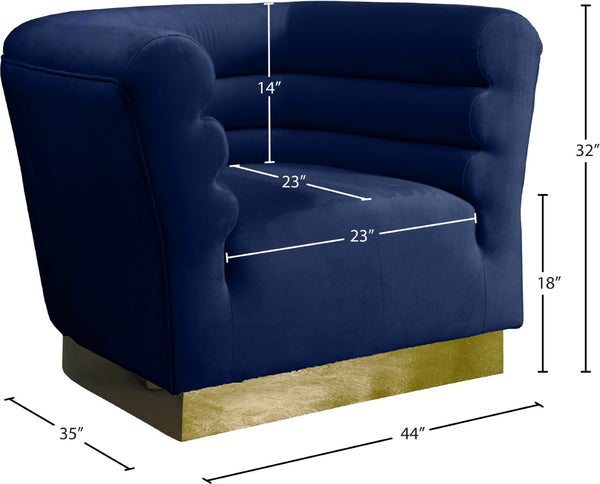 Bellini Velvet / Engineered Wood / Stainless Steel / Foam Contemporary Navy Velvet Chair - 44" W x 35" D x 32" H