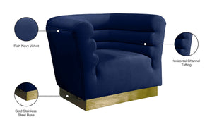 Bellini Velvet / Engineered Wood / Stainless Steel / Foam Contemporary Navy Velvet Chair - 44" W x 35" D x 32" H