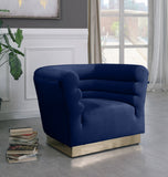 Bellini Velvet / Engineered Wood / Stainless Steel / Foam Contemporary Navy Velvet Chair - 44" W x 35" D x 32" H