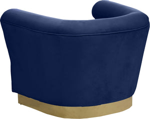 Bellini Velvet / Engineered Wood / Stainless Steel / Foam Contemporary Navy Velvet Chair - 44" W x 35" D x 32" H