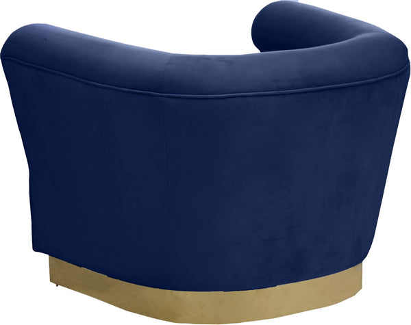 Bellini Velvet / Engineered Wood / Stainless Steel / Foam Contemporary Navy Velvet Chair - 44" W x 35" D x 32" H