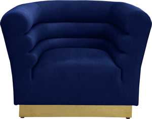 Bellini Velvet / Engineered Wood / Stainless Steel / Foam Contemporary Navy Velvet Chair - 44" W x 35" D x 32" H