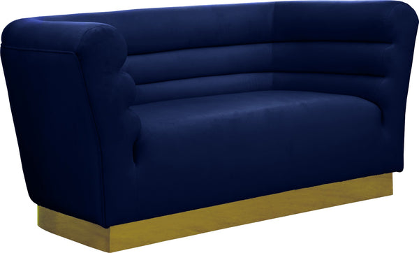 Bellini Velvet / Engineered Wood / Stainless Steel / Foam Contemporary Navy Velvet Loveseat - 67" W x 35" D x 32" H