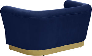 Bellini Velvet / Engineered Wood / Stainless Steel / Foam Contemporary Navy Velvet Loveseat - 67" W x 35" D x 32" H