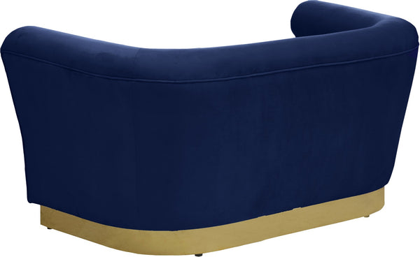 Bellini Velvet / Engineered Wood / Stainless Steel / Foam Contemporary Navy Velvet Loveseat - 67" W x 35" D x 32" H