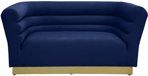 Bellini Velvet / Engineered Wood / Stainless Steel / Foam Contemporary Navy Velvet Loveseat - 67" W x 35" D x 32" H
