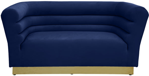 Bellini Velvet / Engineered Wood / Stainless Steel / Foam Contemporary Navy Velvet Loveseat - 67" W x 35" D x 32" H