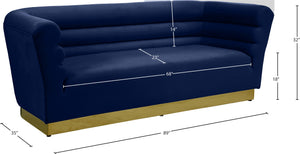 Bellini Velvet / Engineered Wood / Stainless Steel / Foam Contemporary Navy Velvet Sofa - 89" W x 35" D x 32" H