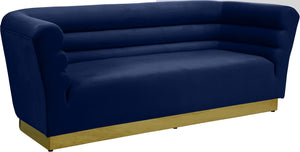Bellini Velvet / Engineered Wood / Stainless Steel / Foam Contemporary Navy Velvet Sofa - 89" W x 35" D x 32" H