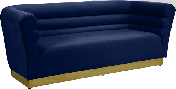 Bellini Velvet / Engineered Wood / Stainless Steel / Foam Contemporary Navy Velvet Sofa - 89" W x 35" D x 32" H