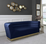 Bellini Velvet / Engineered Wood / Stainless Steel / Foam Contemporary Navy Velvet Sofa - 89" W x 35" D x 32" H