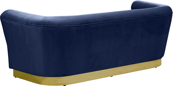 Bellini Velvet / Engineered Wood / Stainless Steel / Foam Contemporary Navy Velvet Sofa - 89" W x 35" D x 32" H