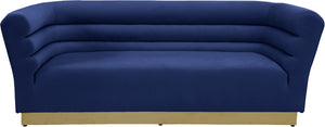 Bellini Velvet / Engineered Wood / Stainless Steel / Foam Contemporary Navy Velvet Sofa - 89" W x 35" D x 32" H