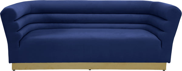 Bellini Velvet / Engineered Wood / Stainless Steel / Foam Contemporary Navy Velvet Sofa - 89" W x 35" D x 32" H